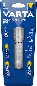 VARTA Premium Light F10 Flashlight incl. 3x Longlife Power AAA Flashlight Light Lamp Flashlight with aluminum housing for household, camping, fishing, garage, power failures, outdoor