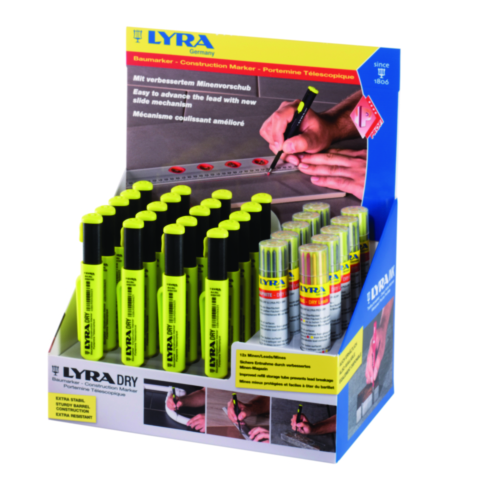 Lyra Dry Graphite Display for 20x Dry/5x Spare Pen Basic/5x Spare Pin Graphite 30 Compartments