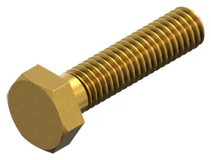 DIN 933 Fully Threaded Metric Hexagon Head Bolt, Brass, CU2/CU3