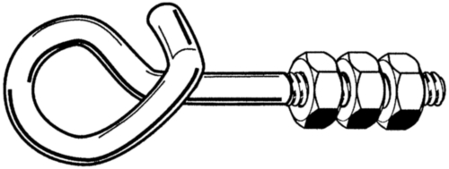 Safety swing hook with 3 hexagon nuts Steel Zinc plated