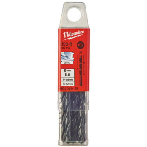 Milwaukee Broca de metal 5,5 x 93mm 10 piezas