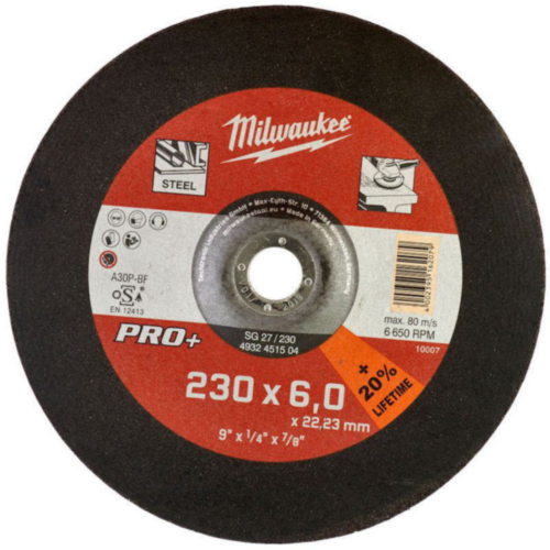 Disco de amolar Milwaukee SG27 230 x 6mm