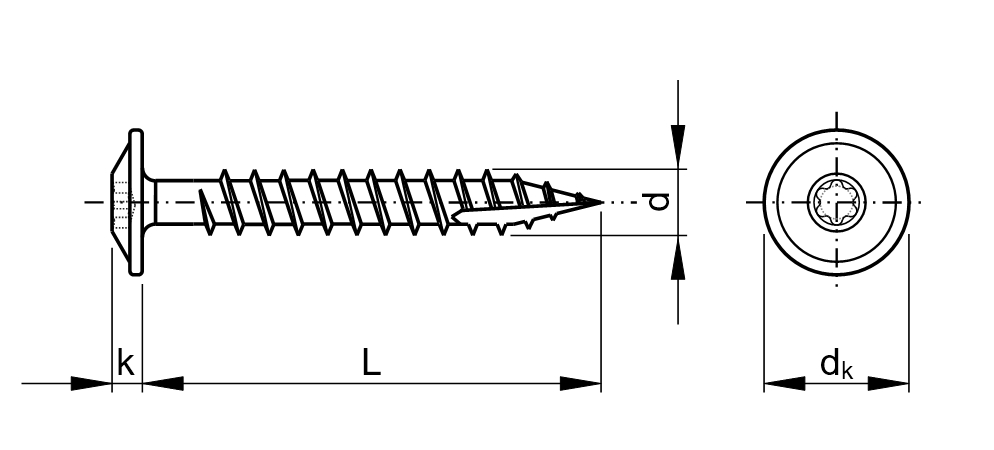Houtconstructieschroef flenskop met Torx roestvast staal A2