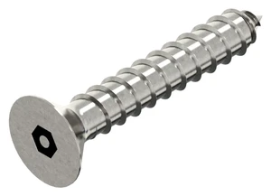 SECURITY Hexagon socket countersunk head tapping screw with pin Stainless steel A2