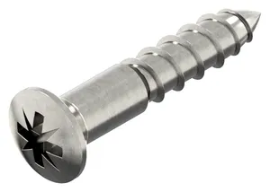 Cross recessed raised countersunk head timber screw with CE marking Pozidriv DIN 7995-Z Acier inoxydable (Inox) A2