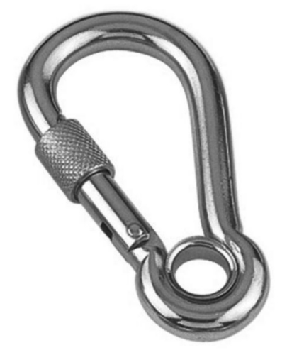 Spring hook with lock nut & eyelet Stainless steel A4 4X40MM