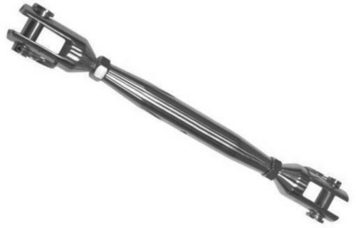 Turnbuckle with two forks, milled forkhead Stainless steel A4 M16