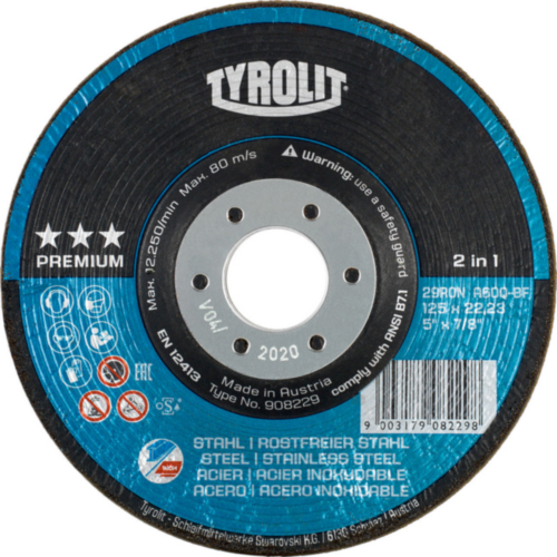 Tyrolit Roughening disc RONDELLER® dm178xTmmgranulation 24 offset (stainless) steel bore