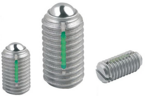 Spring plungers with slot and ball, LONG-LOK secured strong spring force Stainless steel 1.4305