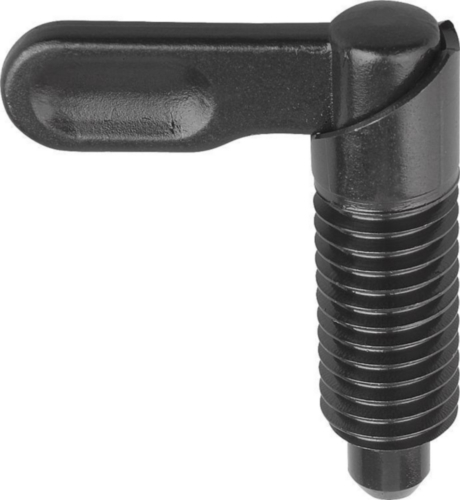 KIPP Cam-action indexing plungers without nut Metric fine thread Steel 5.8, hardened pin Black oxide