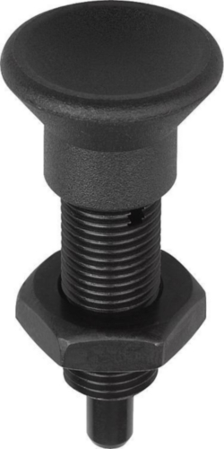 KIPP Indexing plungers without collar with extended pin with locknut Métrica fina Acero inoxidable 1.4305, pino endurecido, cable de plástico