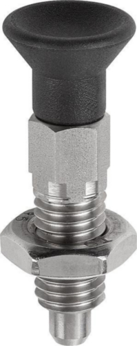 KIPP Indexing plungers, non-lockout type, with locknut Otel inoxidabil 1.4305, cep ne-tratat, maner plastic