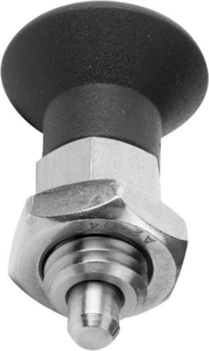 KIPP Indexing plungers, short, non-lockout type, with locknut Acero inoxidable 1.4305, pino no endurecido, cable de plástico