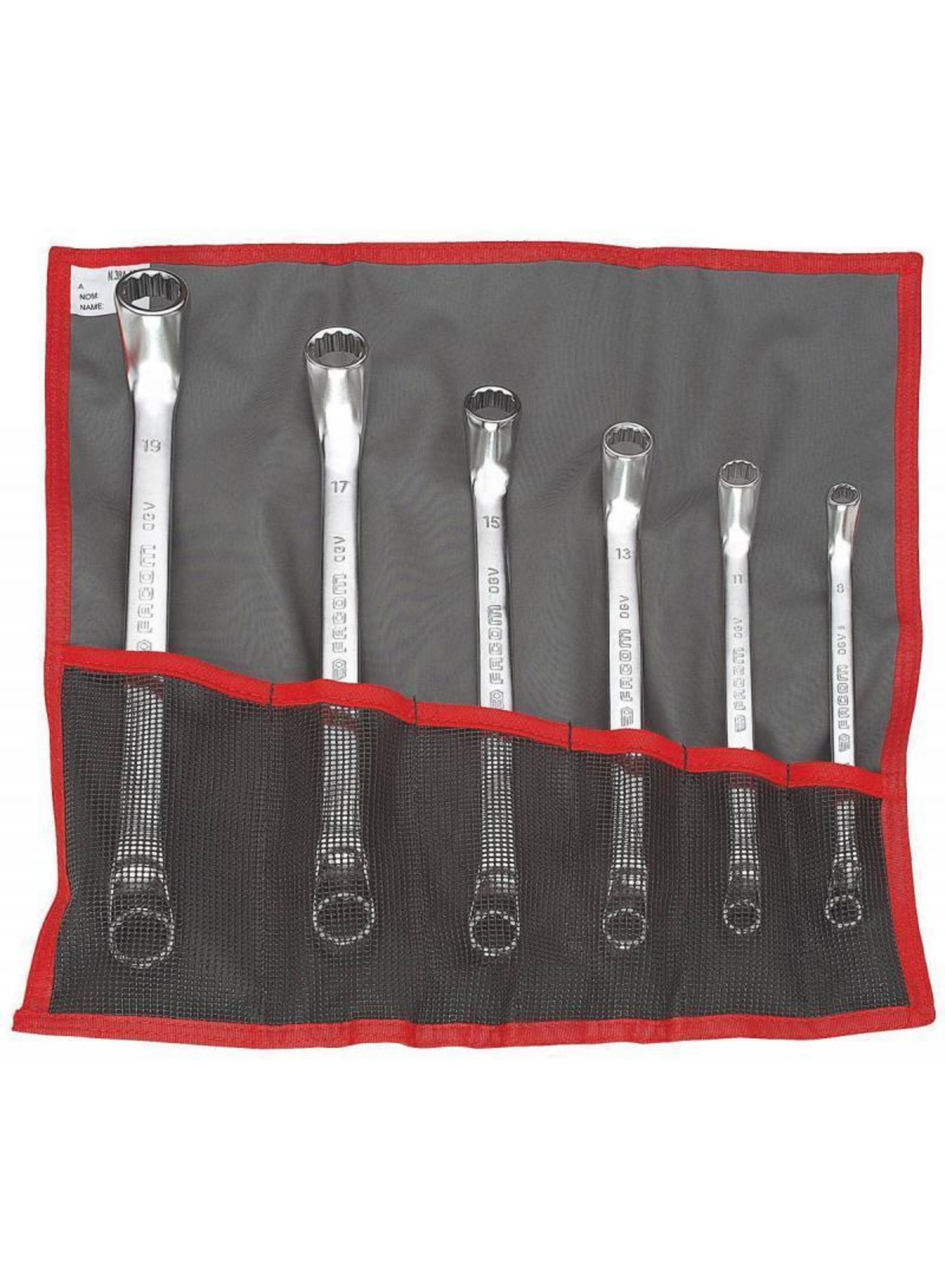 Facom Roll Bag pentru 246.JT6 Punch Set cu 6 buzunare Nylon Negru/Roșu