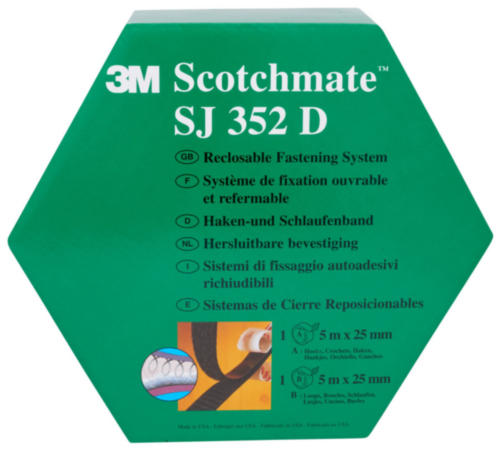 3M Klittenband SJ352D Zwart 25mm x 5m