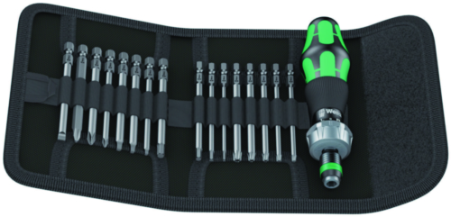 Wera Kompakt 60 RA Hex/SL/PH/Torx-Plus/Hex-Plus/Square-Plus Bit Set in Pouch 1/4" Hex 17-Piece