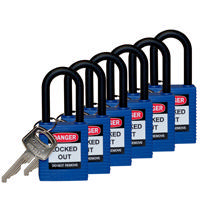 Brady Safety padlock LOTO-6 38mm W/PS Blue KD 6 pieces