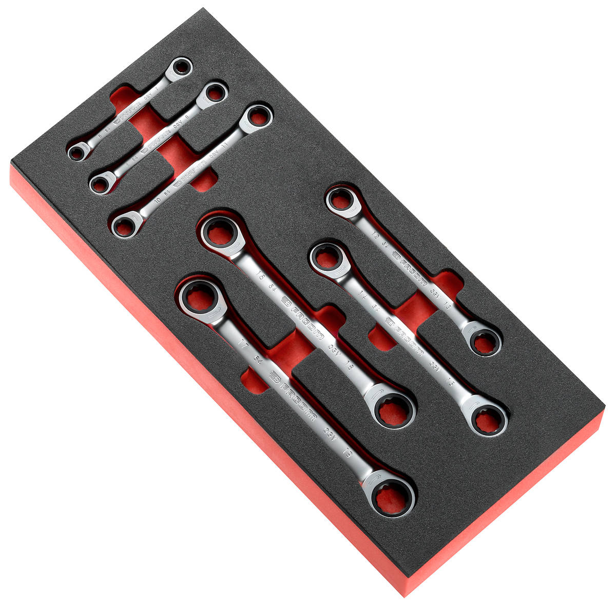 Facom Tool Tray for MODM.64J7 Ratchet Combination Spanner Set Foam Black/Red