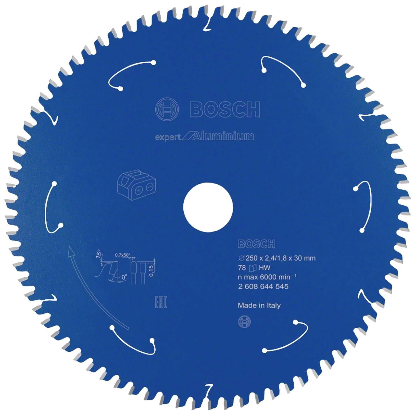 Bosch Expert for Aluminium circular saw blade for cordless saws 254x2,4/1,8x30 T78