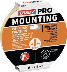 Assembly tape Mounting PRO PE-Fixation 66957 white length 25 m width 19 mm TESA