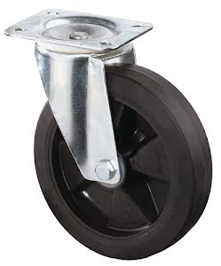 Zwenkwiel wiel-d. 200 mm draagvermogen 300 kg volledig van rubber plaat L138xB10 BS ROLLEN