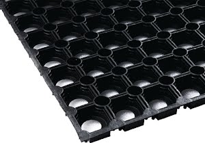 Rubber ring mat width 1 m length 1.5 m 22 mm thick black NR/SBR without fabric i