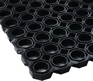 Rubber honeycomb mat width 1 m length 1.5 m 22 mm thick black NR/SBR without fab