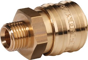 Quick-lock coupling DN 7.2, external thread brass, bright thread G 3/8 inch PROMAT