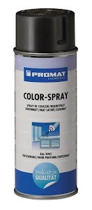 Promat Bombe de couleur noir foncé satiné RAL 9005 400 ml bombe aérosol CHEMICAL