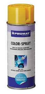 Promat Kleurspray raapgeel hoogglanzend RAL 1021 400 ml spuitbus CHEMICALS