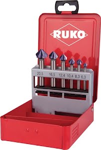 Countersink set DIN 335 90 deg 6.3–20.5 mm HSS TiAlN 6-part metal box RUKO