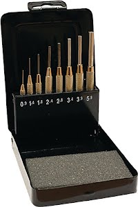 Pin punch set 8-part 0.9-5.9 with guide sleeve metal box PROMAT