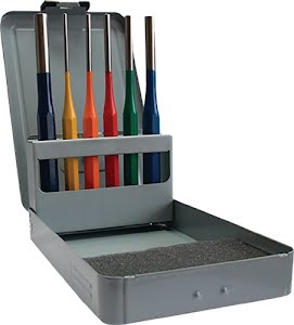 Pin punch set 6-part 3-4-5-6-8-10 mm multi-coloured metal box PROMAT