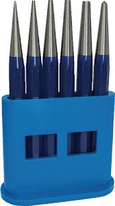 Drift punch set 6-pc. 1-2-3-4-5 + centre punch dm 4 mm plastic holder PROMAT