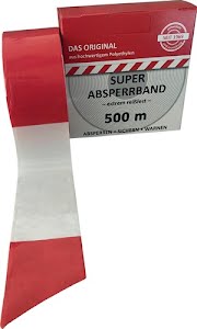 Barrier tape length 500 m width 80 mm red/white stripes 500 m/box KELMAPLAST