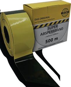 Barrier tape length 500 m width 80 mm yellow/black stripes 500 m/box KELMAPLAST