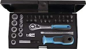 Gedore Socket spanner set D 20 KMU-20 37-part 1/4 inch width across flats 4-13 mm