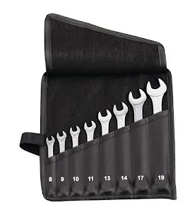 Combination spanner set 22-part spanner width 6–36 mm shape A CV-steel in roll p