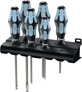 Stainless steel screwdriver set 334/6 6-part slot/PH round blade 2-component han