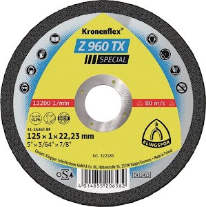 Klingspor Cutting disc Z 960 TX dm115x1mm straight stainless steel bore 22.23 mm