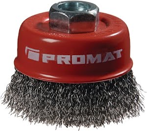 Brosse boisseau D. 80 mm épaisseur de fil 0,3 mm acier 8500 min-¹ PROMAT