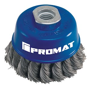 Brosse boisseau D. 100 mm épaisseur de fil 0,5 mm VA 8500 min-¹ PROMAT