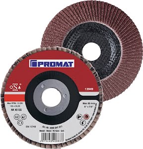 Fan-type disc dm 115 mm granulation 80 conical steel/wood normal corundum PROMAT