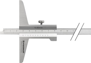 Depth calliper gauge DIN 862 200 mm straight measuring rail 10 x 4.5 mm PROMAT