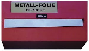 Metaalfolie dikte 0,100 mm staal lengte 2500 mm breedte 150 mm