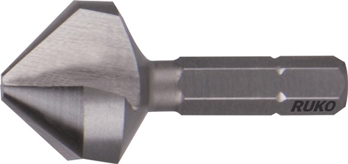 Embout à chanfreiner D. nominal 6,3 mm longueur 31 mm HSS 1/4 po. tige à 6 pans