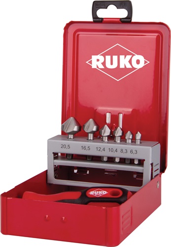 Countersink bit set 7-part size 6.3-20.5 mm 90 deg HSS metal box RUKO