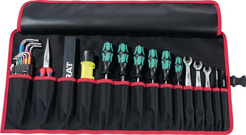 Tool roll 15 compartments W670xH330mm nylon black/red PARAT