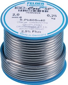 Solder wire ISO-Core® SP 2 mm 250 g S-Pb60Sn40 FELDER