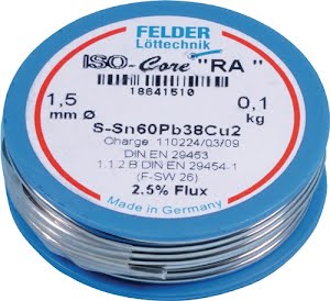 Fil d'apport de soudure ISO-Core® RA 1,5 mm 100 g S-Sn60Pb39Cu1 FELDER